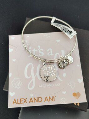 New Alex and Ani - It’s a Girl ! Bangle - Pink - Baby Gender Reveal w/ Card  826